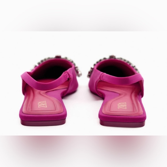 NWT Zara Luxury Summer Wedding Embelished Bejeweled Bow slingback mules/shoes - Picture 6 of 17